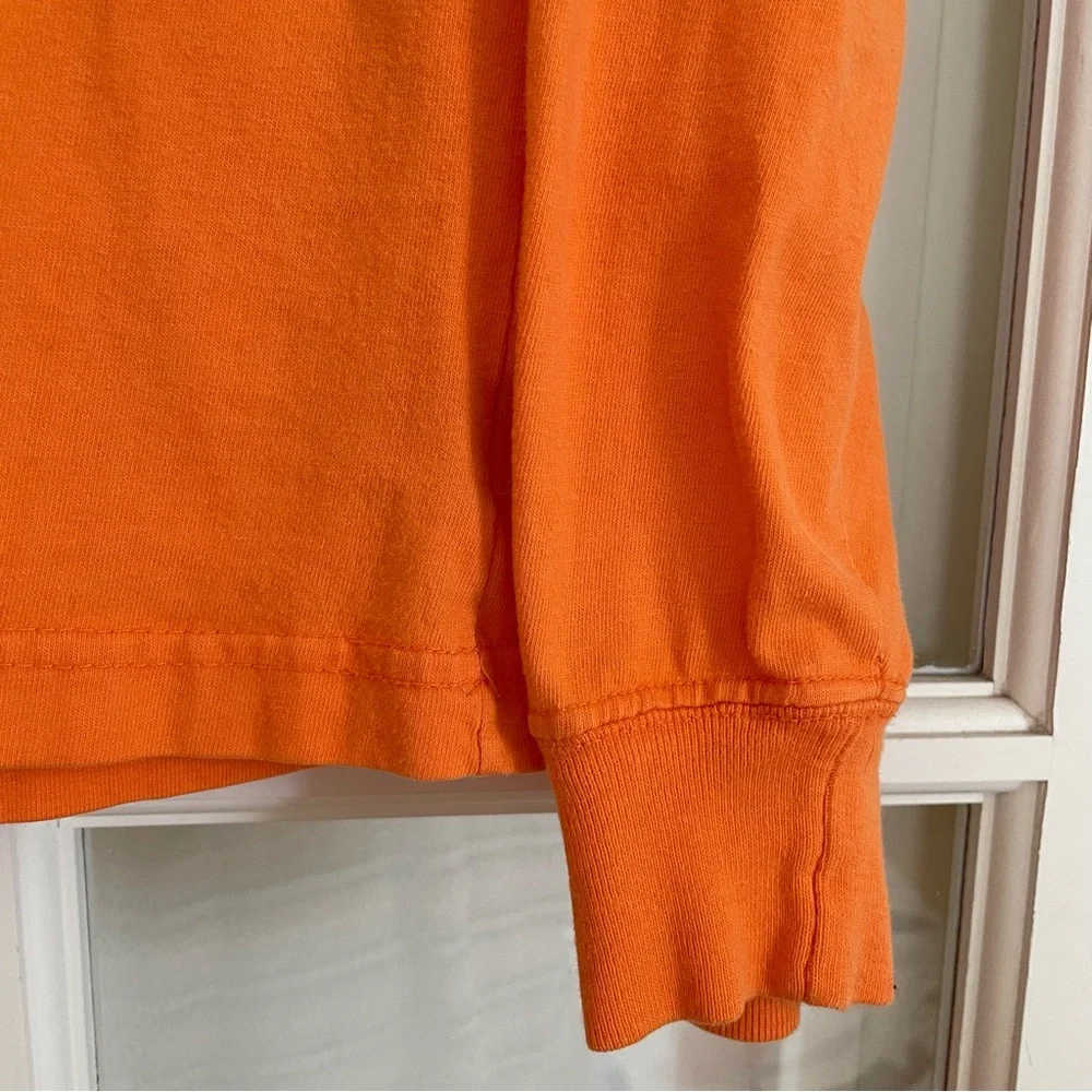 J Crew vintage 90s orange long sleeve t-shirt tee 100% cotton made in USA large